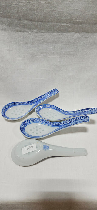 Blue & White Asian Soup Spoons
Set of 4 • Ceramic