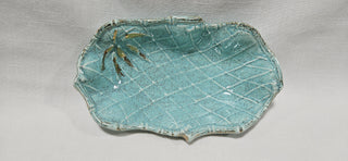 VNTG 1950s CA Original #163 Teal Sea Green MCM Handled Tray Fishnet