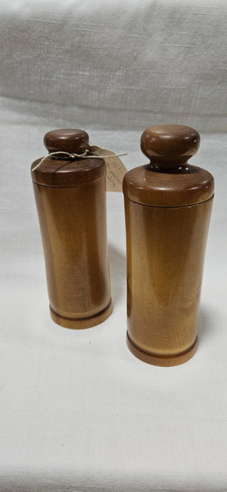 MCM Wooden Canisters (Pair) Lidded • 6"