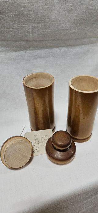 MCM Wooden Canisters (Pair) Lidded • 6"