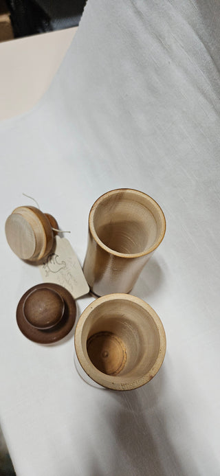 MCM Wooden Canisters (Pair) Lidded • 6"