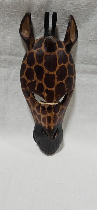 Hand-Carved Wooden Giraffe Mask