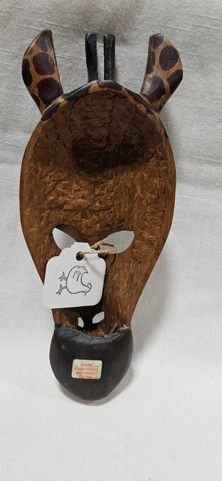 Hand-Carved Wooden Giraffe Mask