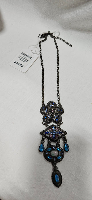 Vintage Filigree Brass Pendant Necklace
