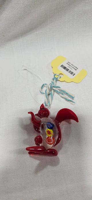 Blown Glass Squirrel, red