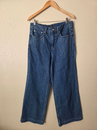NEW! J. Crew wide leg denim jeans with rhinestone detail