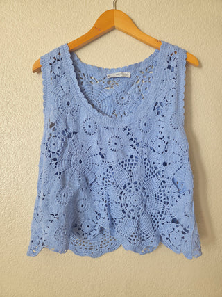 NEW! MNG blue crochet tank