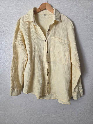 NEW! Butter yellow gauzy button down