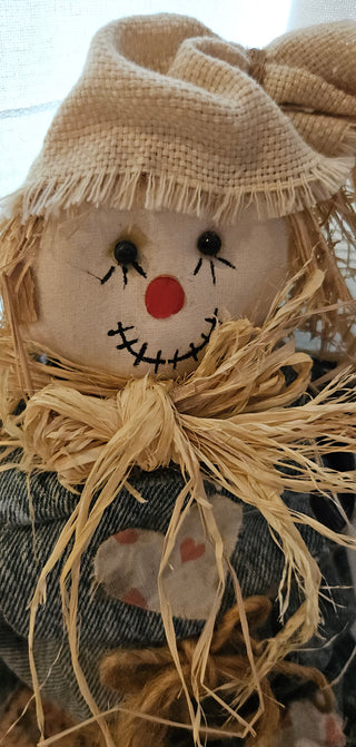 Primitive Denim Scarecrow Shelf Sitter Doll