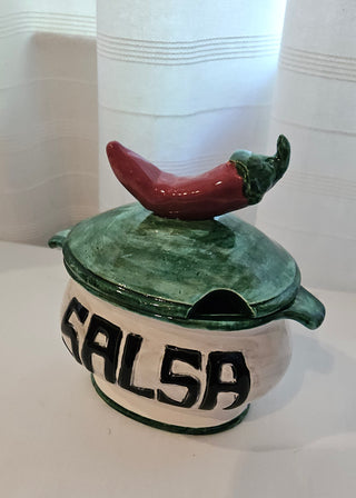 Handmade Salsa Pepper Ceramic Jar