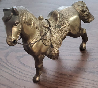 Lrg Vtg Gold Metal cast horse