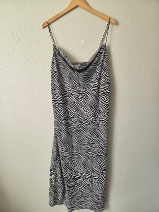 H&M zebra satin cowl neck dress