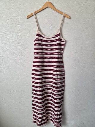 Burgandy and beige knit midi dress - NWT