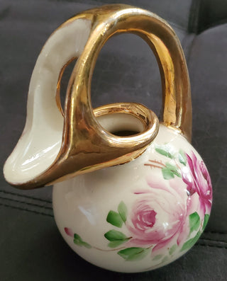 VTG HAND PAINTED FLORAL PITCHER