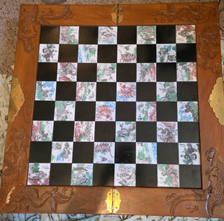 Vintage Chinese hand carved jade soapstone chess set