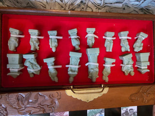 Vintage Chinese hand carved jade soapstone chess set