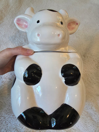 Vintage Ceramic Holstein Cow cookie jar