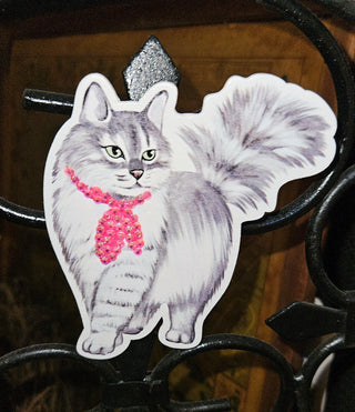 Sparkle cat wood magnet