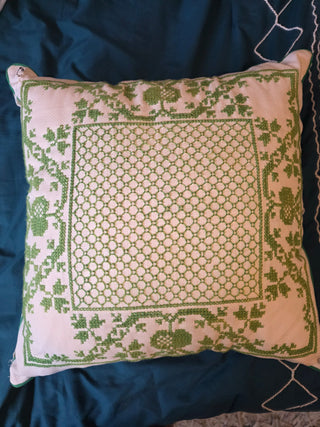 Vintage Green crossstich pillow