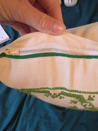 Vintage Green crossstich pillow