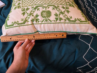 Vintage Green crossstich pillow