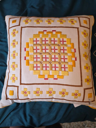Vintage Yellow crossstich pillow