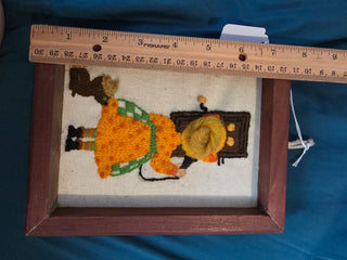 Vintage cross stitch girl talking
