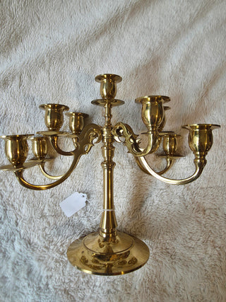 Vintage 9 arm brass candleabra 10"