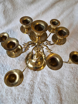 Vintage 9 arm brass candleabra 10"