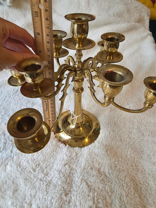 Vintage 9 arm brass candleabra 10"