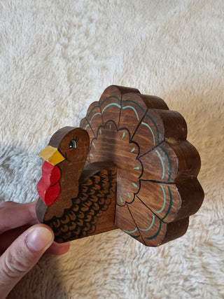 Vintage handmade 1994 wooden turkey