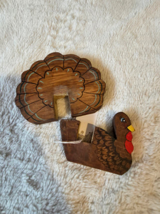 Vintage handmade 1994 wooden turkey