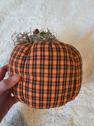 Orange plaid plush pumpkin