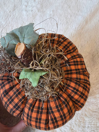 Orange plaid plush pumpkin