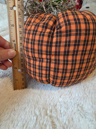 Orange plaid plush pumpkin