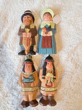 Mid century modern thanksgiving figurines set of 4