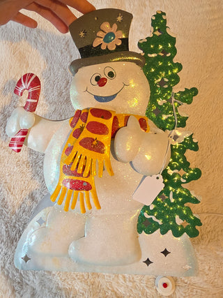 Rare Frosty the snowman metal light up decor
