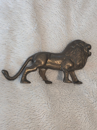 Brass Metal Lion Figurine 7 in