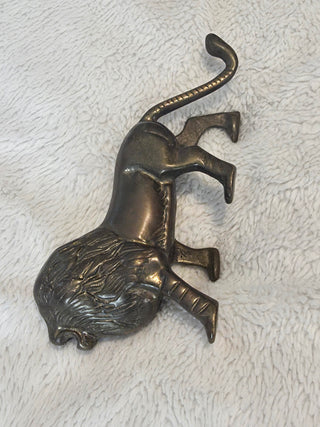 Brass Metal Lion Figurine 7 in