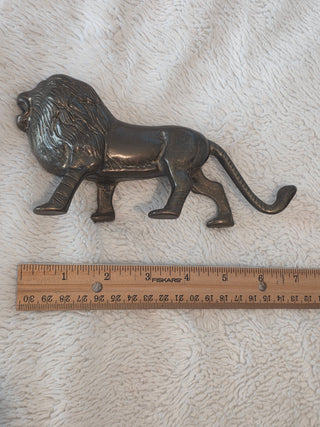 Brass Metal Lion Figurine 7 in