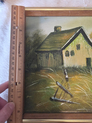 Vintage Framed Landscape Canvas Barn & Farmhouse Wall Art, Small Wood Frame