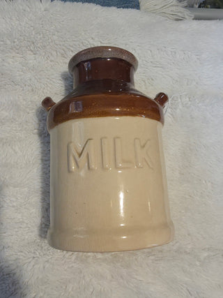 Milk Jar "MILK" Ceramic Beige Brown
