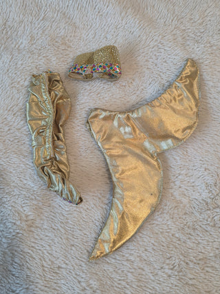 Barbie  Doll Jewel Hair Mermaid Replacement Gold Sparkle Costume 3pc Lot