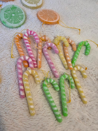 VTG SEARS Roebuck 70S SUGARED Candy FRUIT CHRISTMAS ORNAMENTS PASTEL