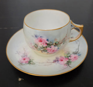2 pc roses w gold  Tea cup saucer