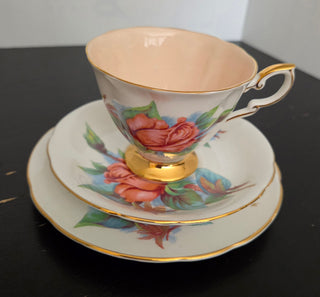 3 pc red rose tea cup and sacuer