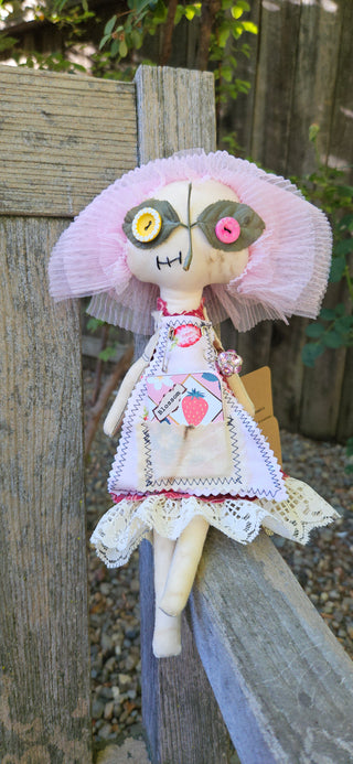 Journal Junction Jenny No. 012-Bramble Handmade Art Dolll w/Mini Journal OOAK Cloth Doll