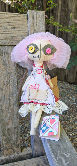 Journal Junction Jenny No. 012-Bramble Handmade Art Dolll w/Mini Journal OOAK Cloth Doll