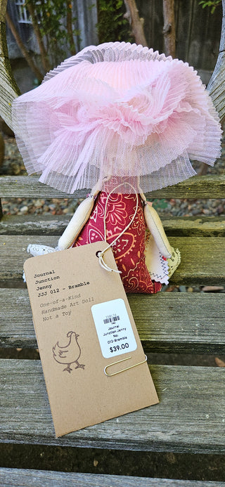 Journal Junction Jenny No. 012-Bramble Handmade Art Dolll w/Mini Journal OOAK Cloth Doll