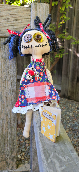 Journal Junction Jenny No. 014-Sadie Handmade Art Dolll w/Mini Journal OOAK Cloth Doll